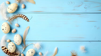 Easter composition on a blue background