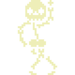 Skeleton cartoon icon in pixel style