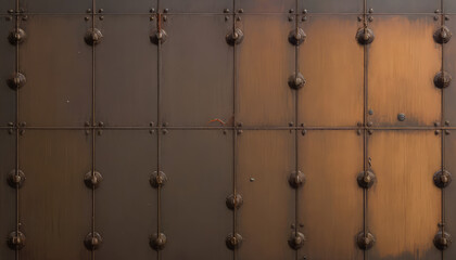 Naklejka premium metal wall with plate or metal wall with texture or old metal with rivets or old metal gate or old metal or metal grid pattern or metal grid background or iron plate connection or rusty plate