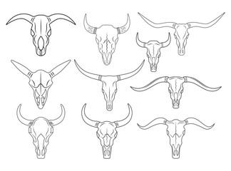 Bull Skull Outline, Bull Skull Vector, Bull skull silhouette, Bullhead, Bull Vector, Bull Skull Vector, longhorn head skull, Skull