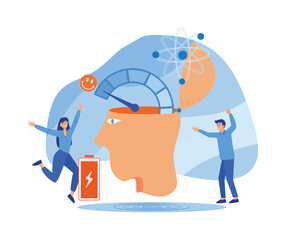 Stress Level concept. People are on the mood scale, stress rate. Frustration and stress, Emotional overload, burnout, overworking, depression diagnosis Mental disorder. flat vector modern illustration