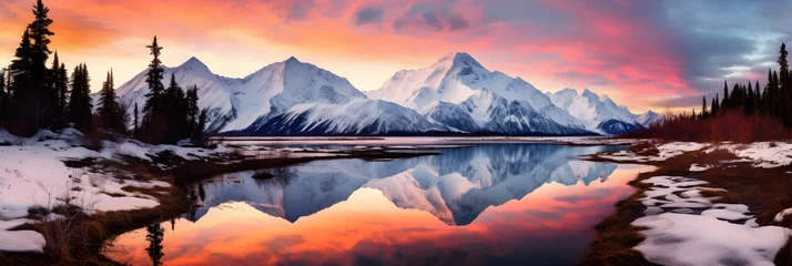 Poster The Majestic Alaskan Landscape: A Pictorial Celebration of Wilderness and Tranquility at Sunset © Mike