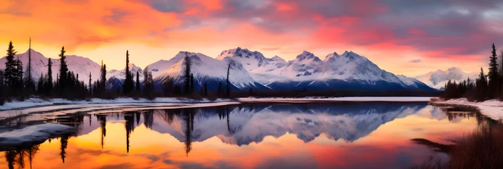 Gardinen The Majestic Alaskan Landscape: A Pictorial Celebration of Wilderness and Tranquility at Sunset © Mike