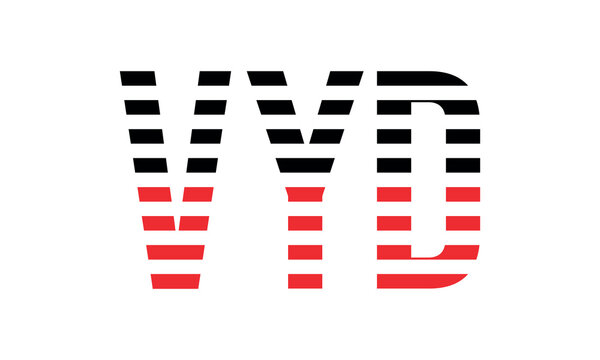 VYD three initial letter iconic line negative space minimal logo design vector template. monogram, abstract, wordmark, business, typography, minimalist, brand, company, flat, modern, unique, simple