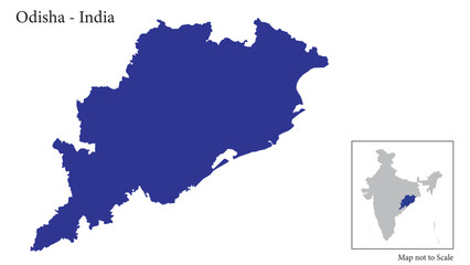Odisha , India, vector map isolated on white background