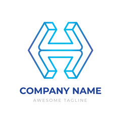 Gradient Letter H logo design