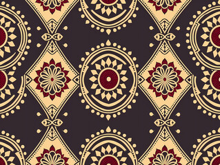 Art pattern seamless design for background, wallpaper, flower, fabric, carpet, mandalas, clothing, wrapping, sarong, tablecloth, shape, geometric pattern, ethnic pattern, traditional. illustration;