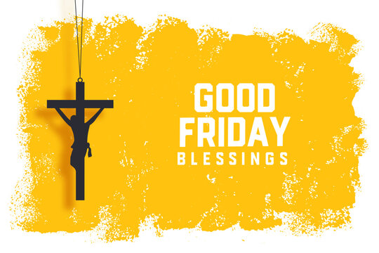 grungy style holy good friday religious background with hanging crucifix