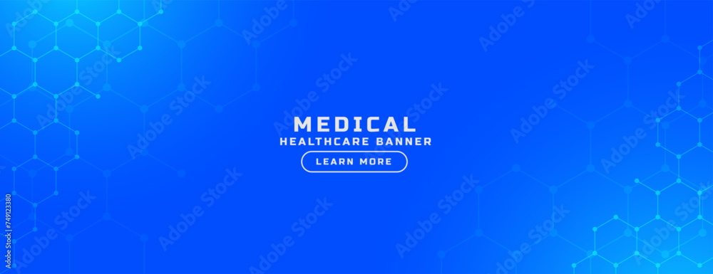 Wall mural modern medical care blue banner for pharmacy or laboratory backdrop