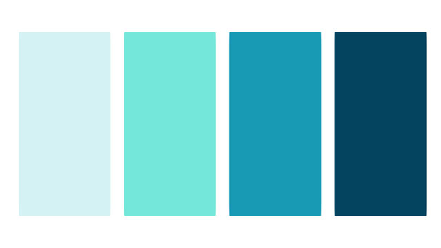 Blue color palette. Set of bright color palette combination in rgb hex. Color palette for ui ux design. Abstract vector illustration for your graphic design, banner, poster or landing page 