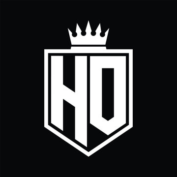 recommend clip art: HO Logo monogram bold shield geometric shape with crown outline black and white style design