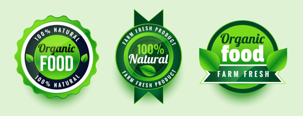 pack of pure and organic product green badge or sticker design