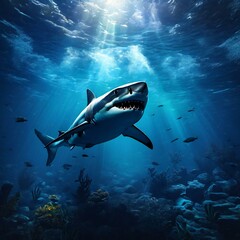 under water shark, shark, shark in sea, blue shark, ocean