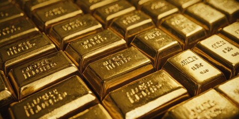 stacked bars, a close-up of golden bars