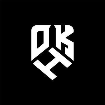 OHK letter logo design on black background. OHK creative initials letter logo concept. OHK letter design.
