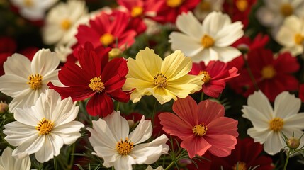 Beautiful cosmos flowers blooming in garden