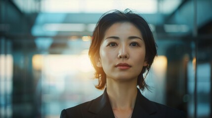 Charismatic Japanese Businesswoman, Motivational Corporate Pillar