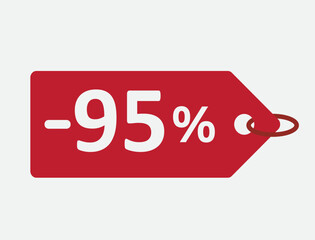95% discount red label. for sale. promotion. special offer promotion. discount percentage. vector flat design. ninety percent off	
