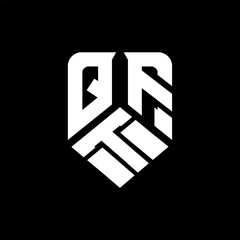 QTF letter logo design on black background. QTF creative initials letter logo concept. QTF letter design.
