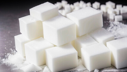 Sugar cubes scattered on the table