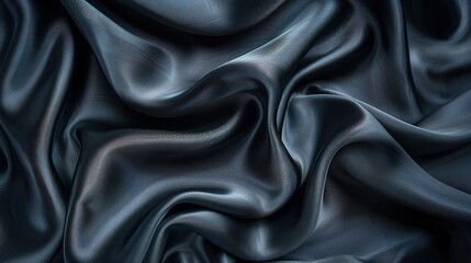 Fototapeta premium Black gray satin dark fabric texture luxurious shiny that is abstract silk cloth background 