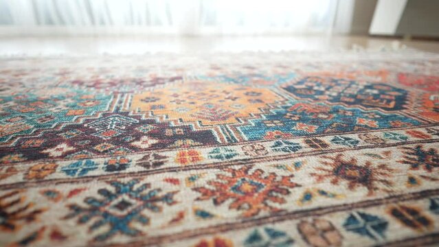 carpet texture background on wooden floor with copy space 