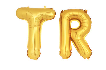 Gold Letters TR on isolated background