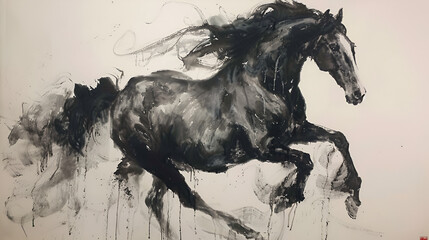 Ancient Chinese Style Artistic Horse Painting Drawing Artwork