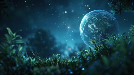 Blue planet. Abstract eco backgrounds with Earth globe and forest.