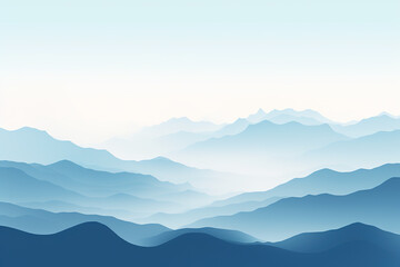 Chinese painting with a minimalist blue style and a thousand miles of rivers and mountains - obrazy, fototapety, plakaty