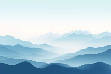 Tuinposter Chinese painting with a minimalist blue style and a thousand miles of rivers and mountains © Govan