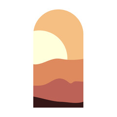 Boho Shape Silhouette Landscape Background Template
