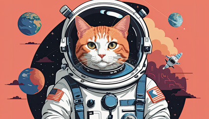 astronaut and spaceship or astronaut in space or cat astronaut in space or astronaut cat or astronaut with cat or cat cosplay astronaut or cat costume astronaut