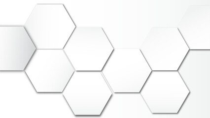 Abstract paper Hexagon white Background ,light and shadow ,Vector