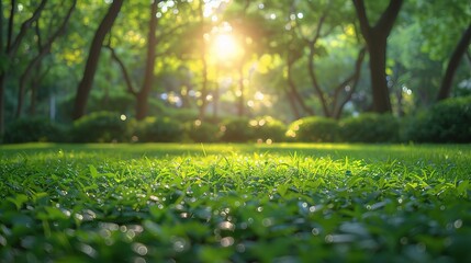 Obraz premium Blur green park, garden outdoor background, blurry tree nature with bokeh light background, Blur nature park in spring and summer