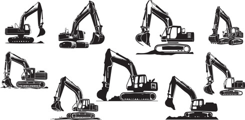 Dynamic silhouette excavator heavy equipment Powerful and impactful visuals Generative AI