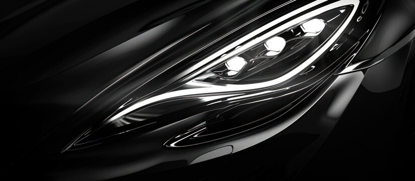 Abstract background with Illustration of a luxury sports car. the gleam of car headlights that reflect the latest technology.