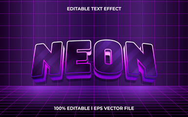 3d neon logo style editable vector text effect
