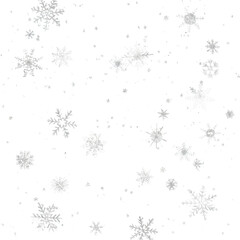 Detailed Crystal Snowflakes Floating in Space, Isolated on Transparent Background, Generative AI