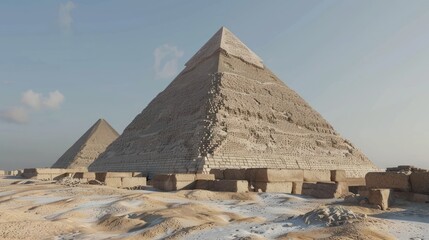 Fototapeta na wymiar The Transformation of Ancient Egypt: Casing the Great Pyramid with Smooth Limestone Blocks