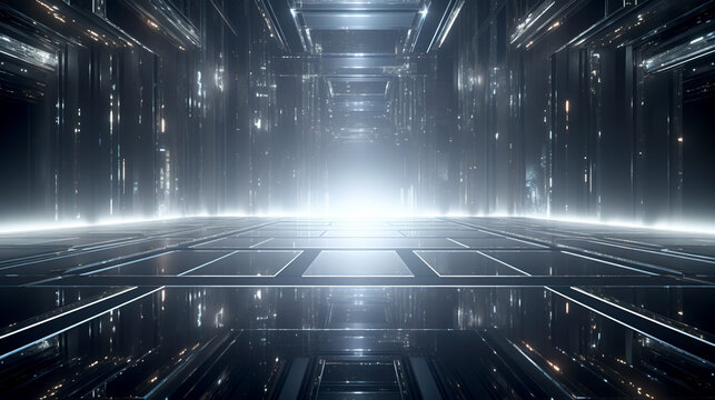 Black background with silver metallic texture and technological background