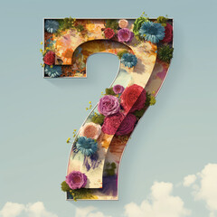 7 number with flowers background and wallpaper