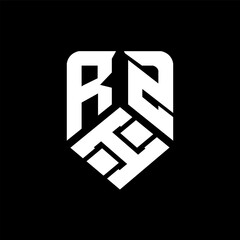 RIZ letter logo design on black background. RIZ creative initials letter logo concept. RIZ letter design.
