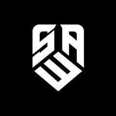 SWA letter logo design on black background. SWA creative initials letter logo concept. SWA letter design.
