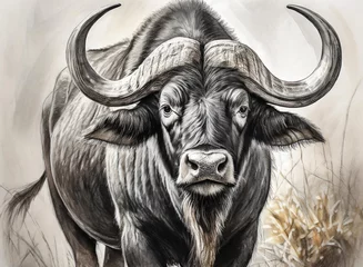 Papier Peint photo autocollant Buffle Cape buffalo canvas art 