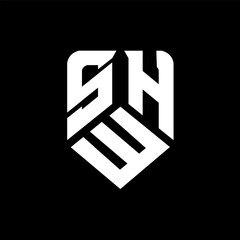SWH letter logo design on black background. SWH creative initials letter logo concept. SWH letter design.

