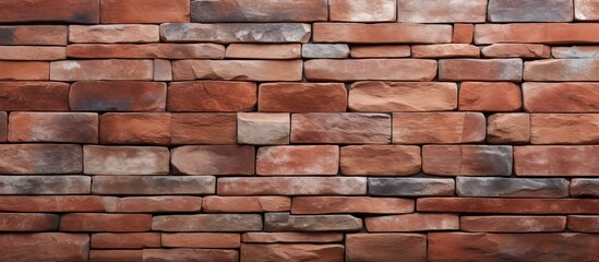 Obraz premium A close-up view of a sturdy brick wall crafted from vibrant red bricks with a smooth stone texture. The wall showcases the meticulous construction and durability of the materials used.