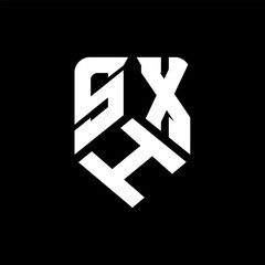 SHX letter logo design on black background. SHX creative initials letter logo concept. SHX letter design.

