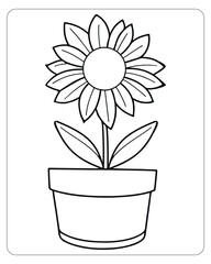 Cute flower coloring pages for kids, flower vector illustration