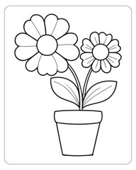 Cute flower coloring pages for kids, flower vector illustration